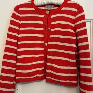 J Crew Red and White Striped Lady Jacket
